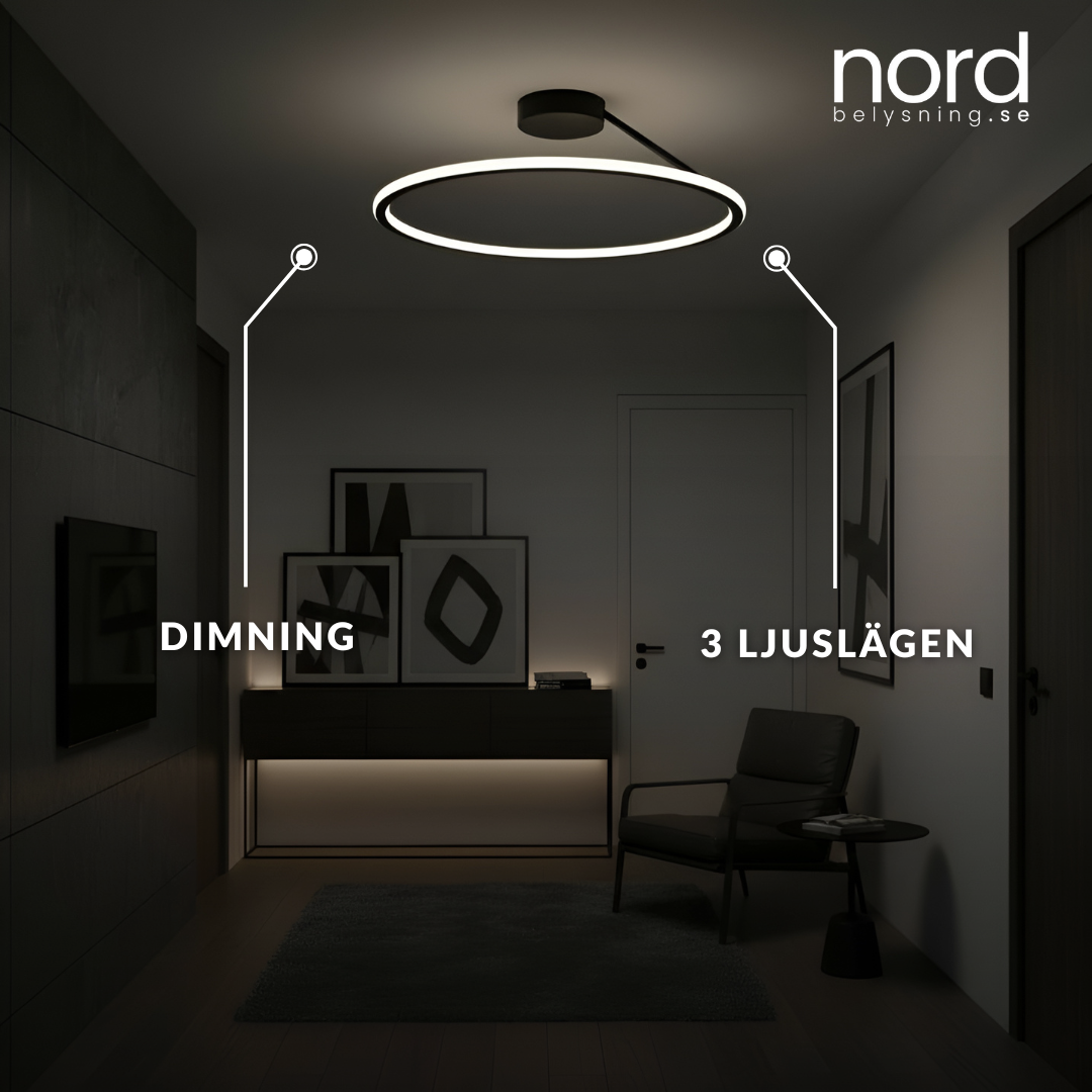 Modern Cirkelformad Taklampa i Aluminium med Dimningsfunktion för Sovrum, Vardagsrum och Hall