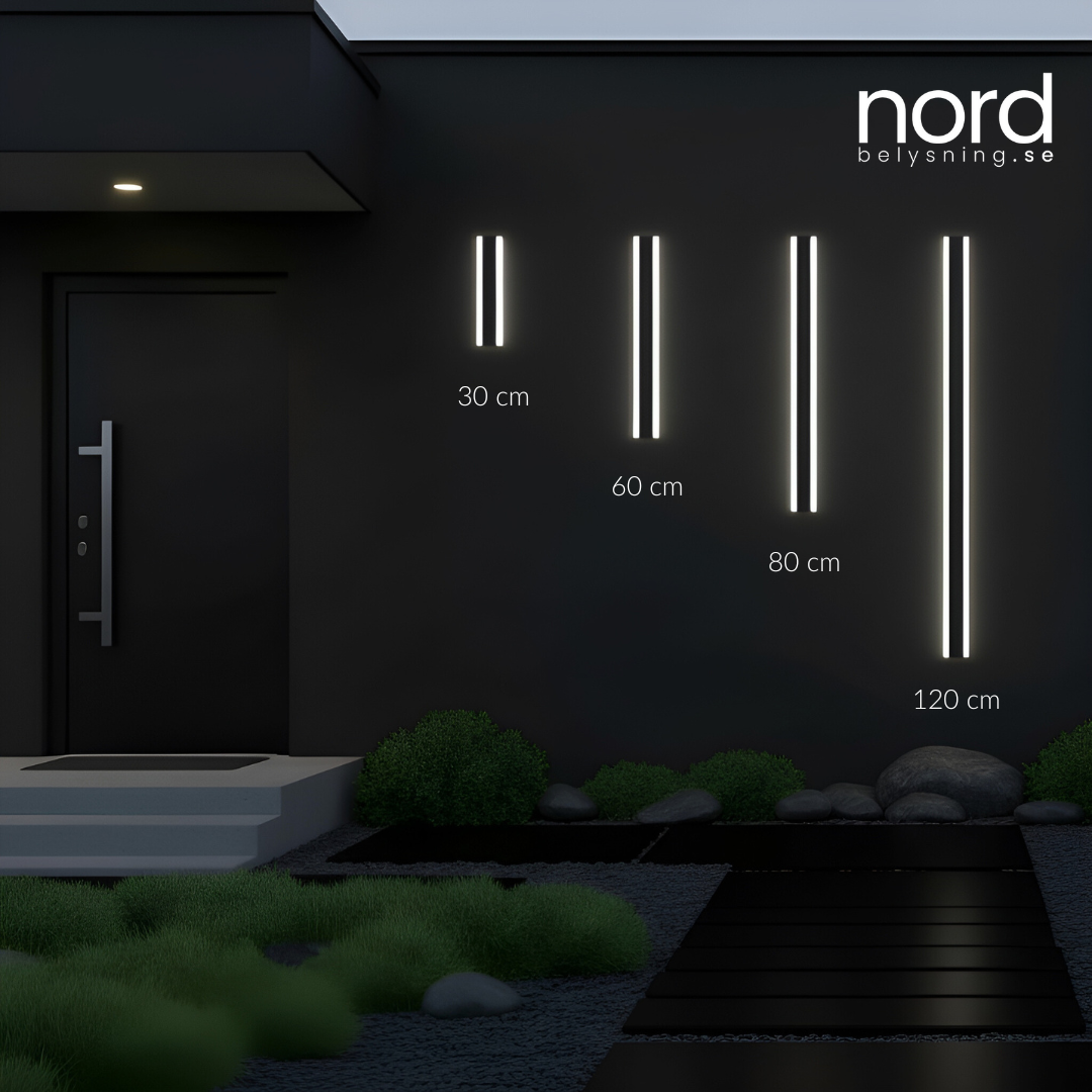 Utomhus Vägglampa Lång LED Vattentät Metalllampa för Villa och Trädgård