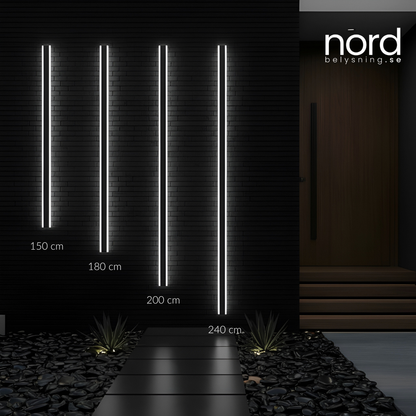 Utomhus Vägglampa Lång LED Vattentät Metalllampa för Villa och Trädgård