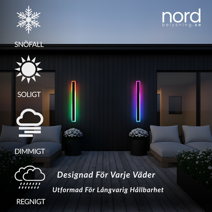 Utomhus Vägglampa RGB Lång LED Vattentät Fjärrstyrd Lampa för Inomhus och Utomhusbruk