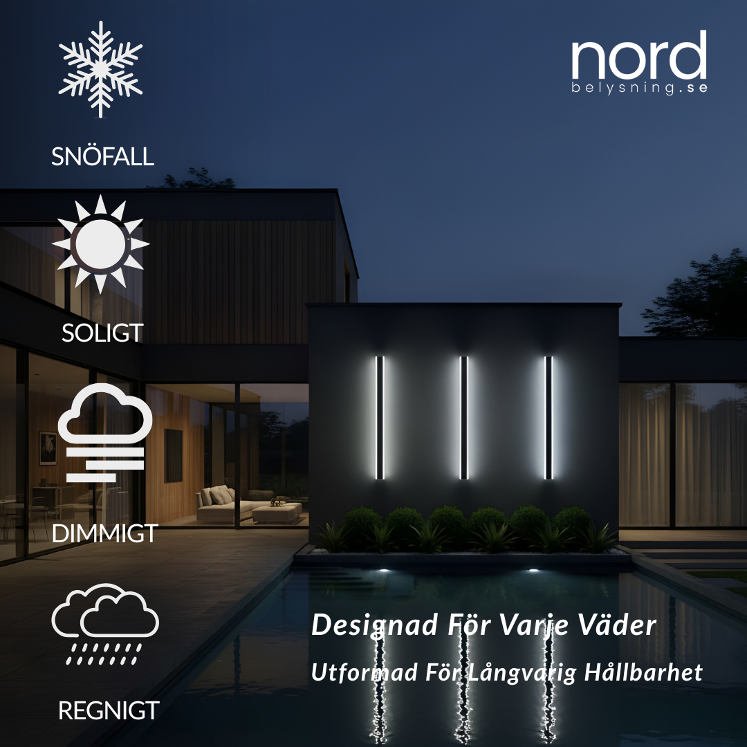 Utomhus Vägglampa Lång LED Vattentät Metalllampa för Villa och Trädgård