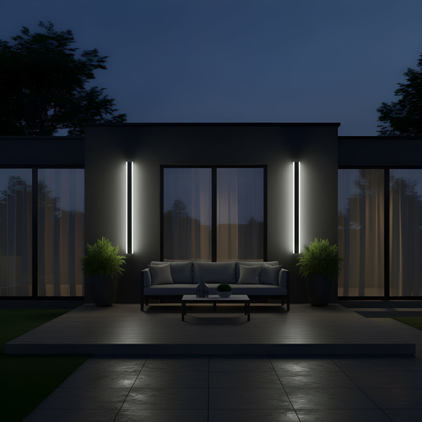 Utomhus Vägglampa Lång LED Vattentät Metalllampa för Villa och Trädgård