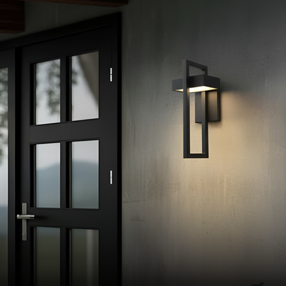 Utomhus Vägglampa LED Vattentät Svart Aluminiumlampa för Trädgård och Entré