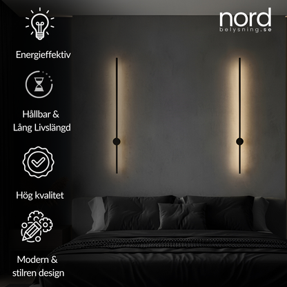 Vägglampa LED Lång Väggbelysning i Aluminium för Vardagsrum, Sovrum och Hall