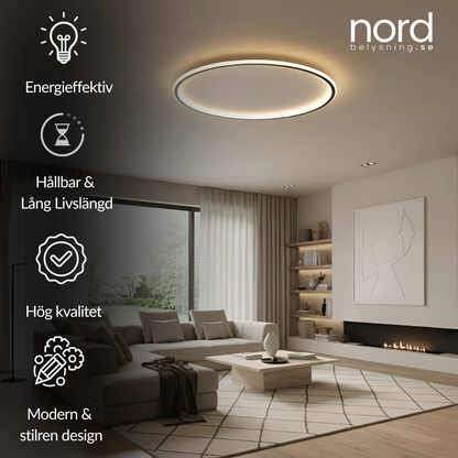 Nordisk Rund Taklampa med Justerbar Färgtemperatur för Sovrum, Kök och Hall