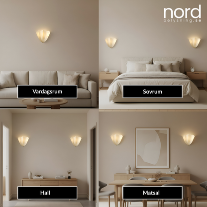 Vägglampa Glas Snäckformad Väggbelysning för Sovrum, Vardagsrum och Hall