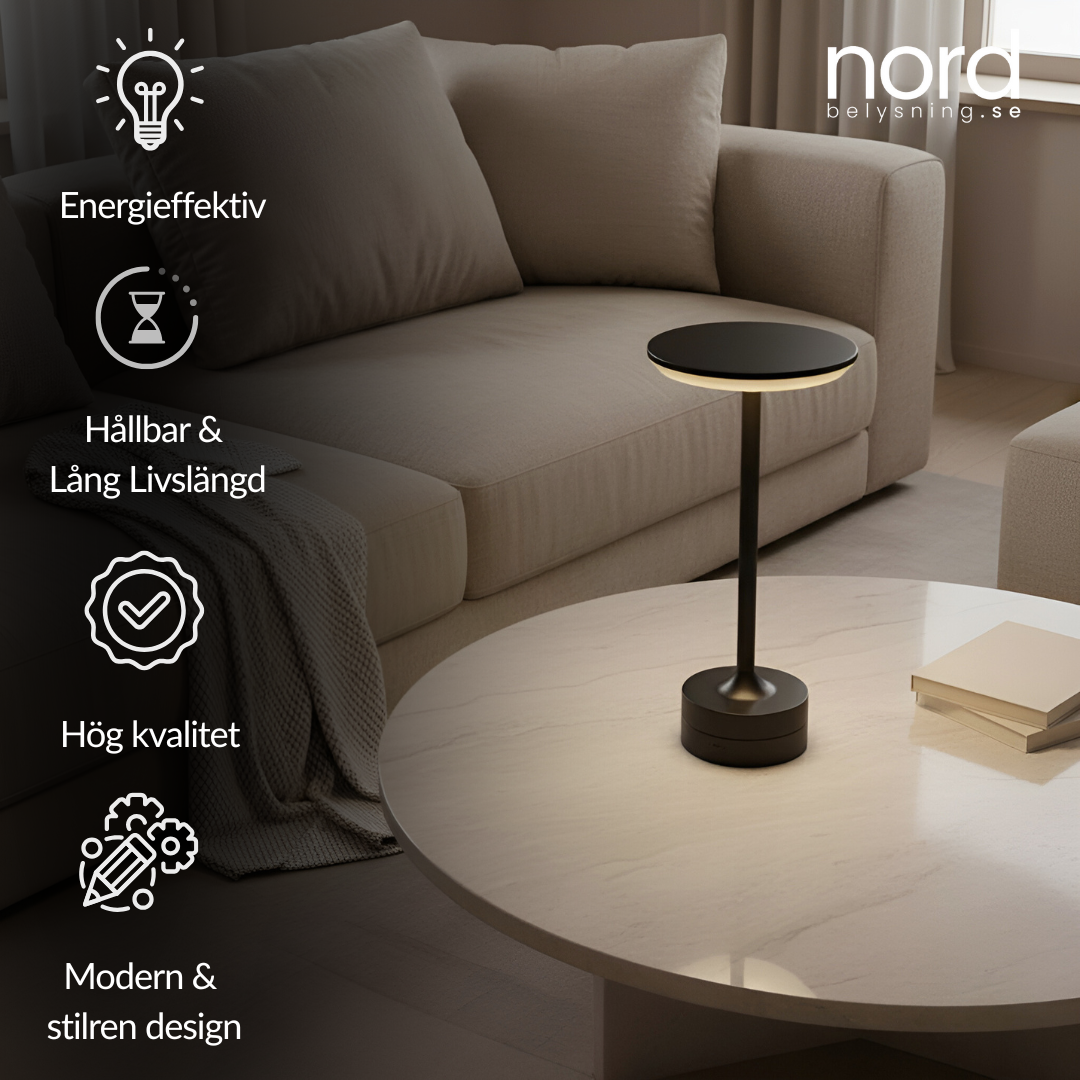 Trådlös Bordslampa med Touchkontroll och Justerbar Färgtemperatur