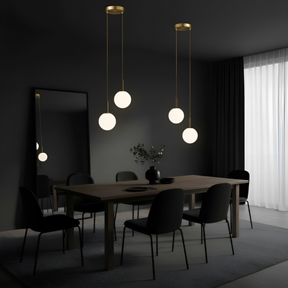Pendellampa LED Dubbel Glasglob Hängande Lampa i Guld för Sovrum, Vardagsrum och Kök