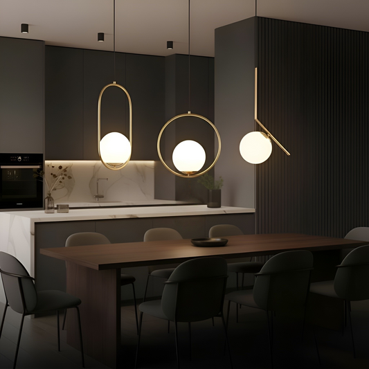 Pendellampa Glasglob LED Hängande Lampa i Metall för Vardagsrum, Sovrum och Kök