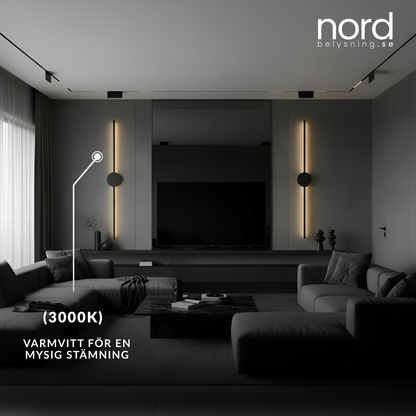 Vägglampa LED I-Formad Lång Väggbelysning i Svart för Sovrum, Vardagsrum och Hall