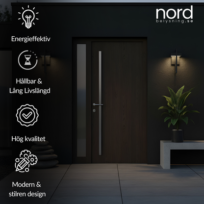 Utomhus Vägglampa LED Vattentät Svart Aluminiumlampa för Trädgård och Entré