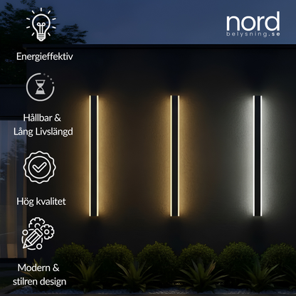 Utomhus Vägglampa Lång LED Vattentät Metalllampa för Villa och Trädgård