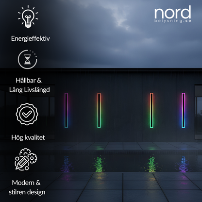 Utomhus Vägglampa RGB Lång LED Vattentät Fjärrstyrd Lampa för Inomhus och Utomhusbruk