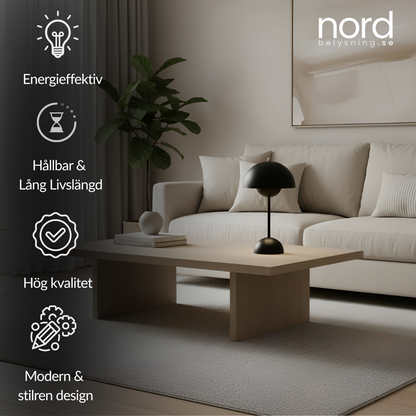 Trådlös Nordisk Svampformad Bordslampa med Touchkontroll och Justerbar Färgtemperatur