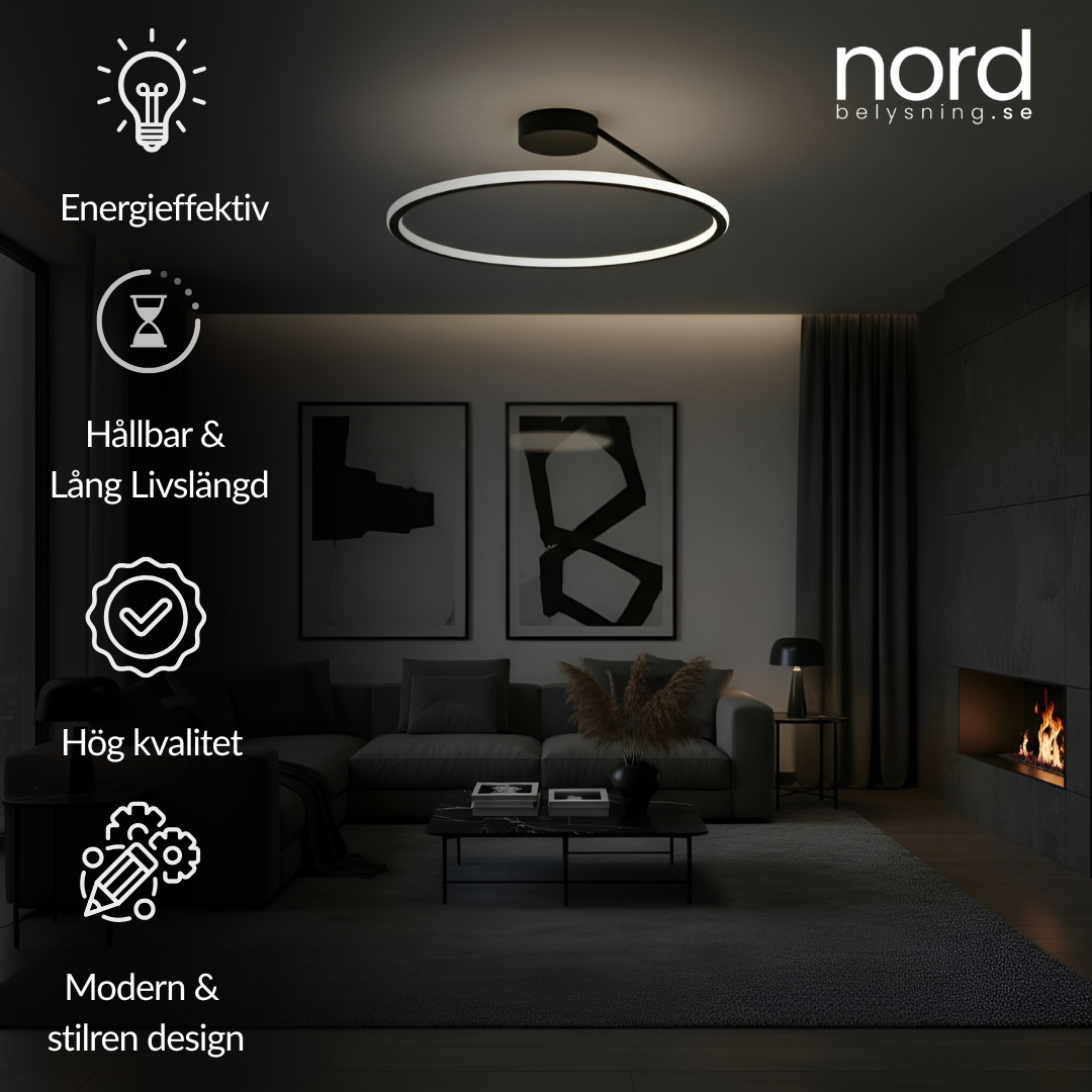 Modern Cirkelformad Taklampa i Aluminium med Dimningsfunktion för Sovrum, Vardagsrum och Hall