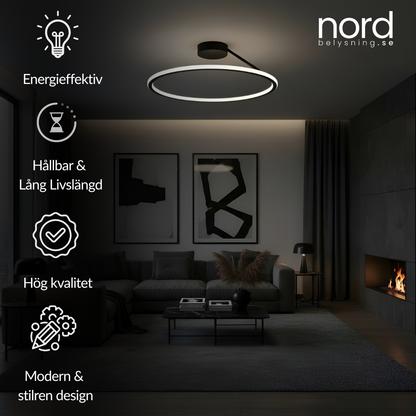 Modern Cirkelformad Taklampa i Aluminium med Dimningsfunktion för Sovrum, Vardagsrum och Hall