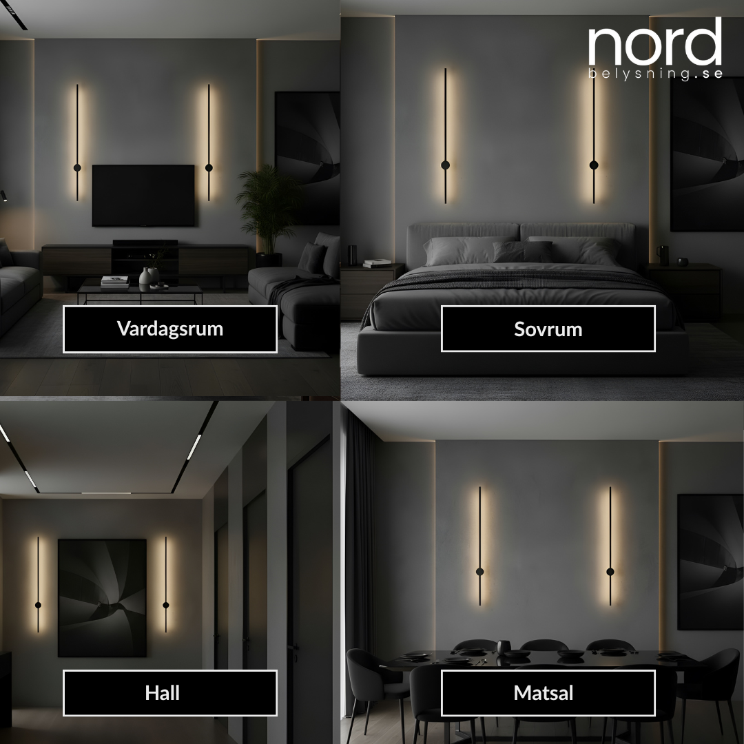 Vägglampa LED Lång Väggbelysning i Aluminium för Vardagsrum, Sovrum och Hall