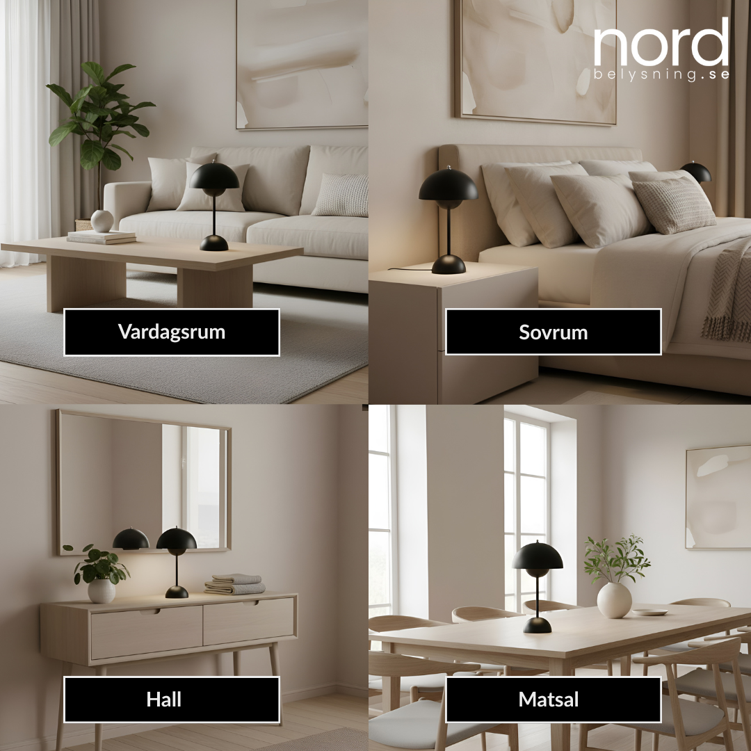 Trådlös Nordisk Svampformad Bordslampa med Touchkontroll och Justerbar Färgtemperatur