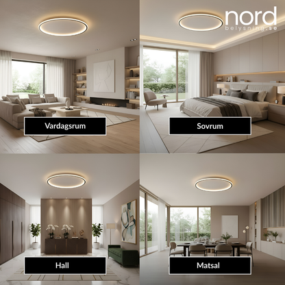 Nordisk Rund Taklampa med Justerbar Färgtemperatur för Sovrum, Kök och Hall