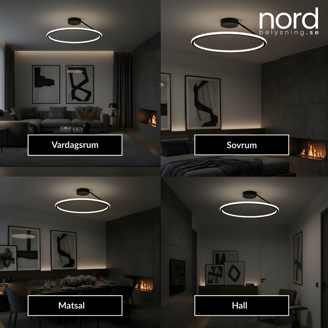 Modern Cirkelformad Taklampa i Aluminium med Dimningsfunktion för Sovrum, Vardagsrum och Hall