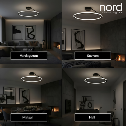 Modern Cirkelformad Taklampa i Aluminium med Dimningsfunktion för Sovrum, Vardagsrum och Hall