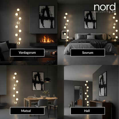 Nordisk Golvlampa med Frostat Glas och Järnstativ för Vardagsrum, Sovrum och Hall