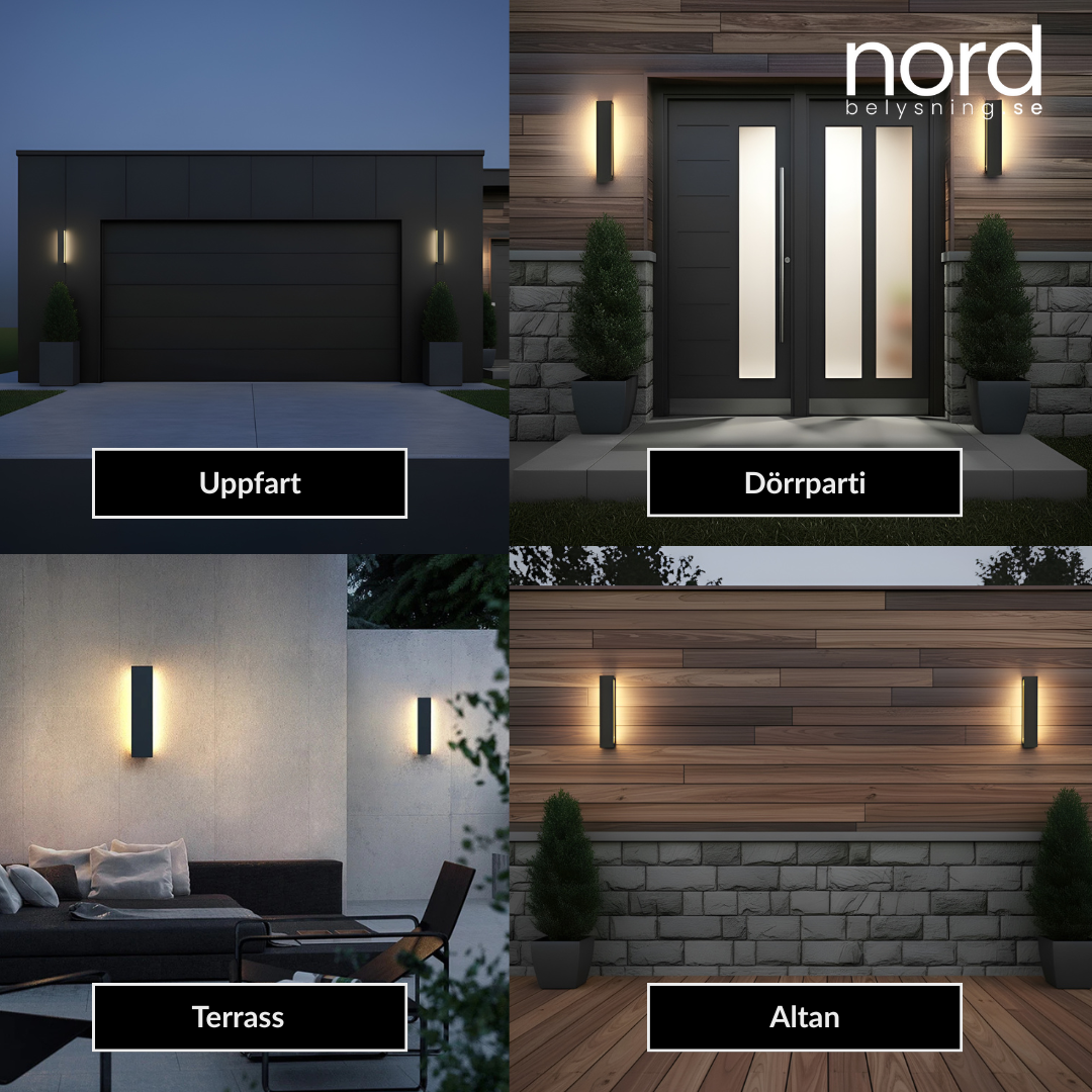 Utomhus Vägglampa LED Vattentät Modern Lampa för Fasad, Trädgård och Balkong