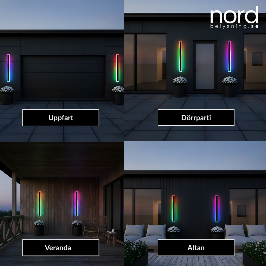 Utomhus Vägglampa RGB Lång LED Vattentät Fjärrstyrd Lampa för Inomhus och Utomhusbruk