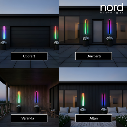 Utomhus Vägglampa RGB Lång LED Vattentät Fjärrstyrd Lampa för Inomhus och Utomhusbruk