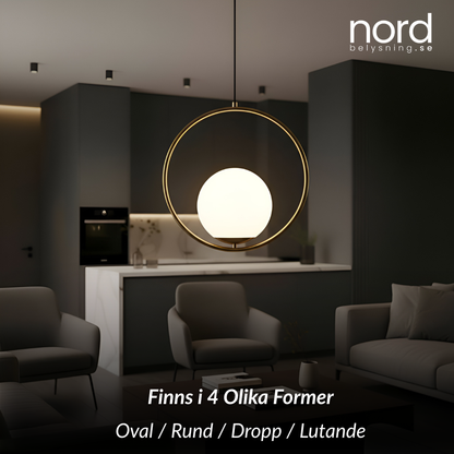 Pendellampa Glasglob LED Hängande Lampa i Metall för Vardagsrum, Sovrum och Kök