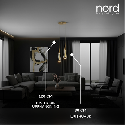 Pendellampa LED Hängande Droppformad Lampa i Metall för Sovrum, Vardagsrum och Kök