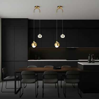 Pendellampa Kristall Glas Hängande Lampa i Guld för Sovrum, Vardagsrum och Kök