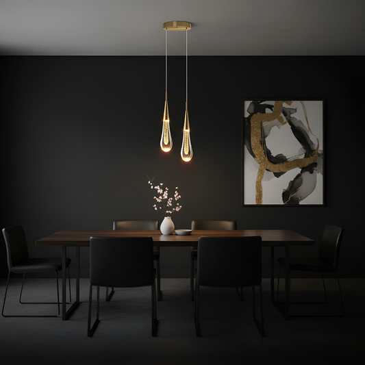 Pendellampa LED Hängande Droppformad Lampa i Metall för Sovrum, Vardagsrum och Kök