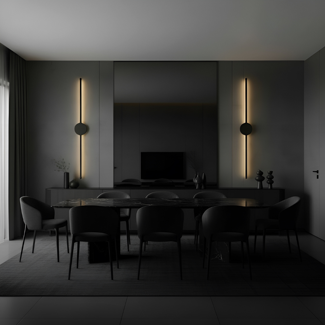 Vägglampa LED I-Formad Lång Väggbelysning i Svart för Sovrum, Vardagsrum och Hall