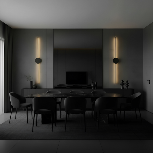 Vägglampa LED I-Formad Lång Väggbelysning i Svart för Sovrum, Vardagsrum och Hall