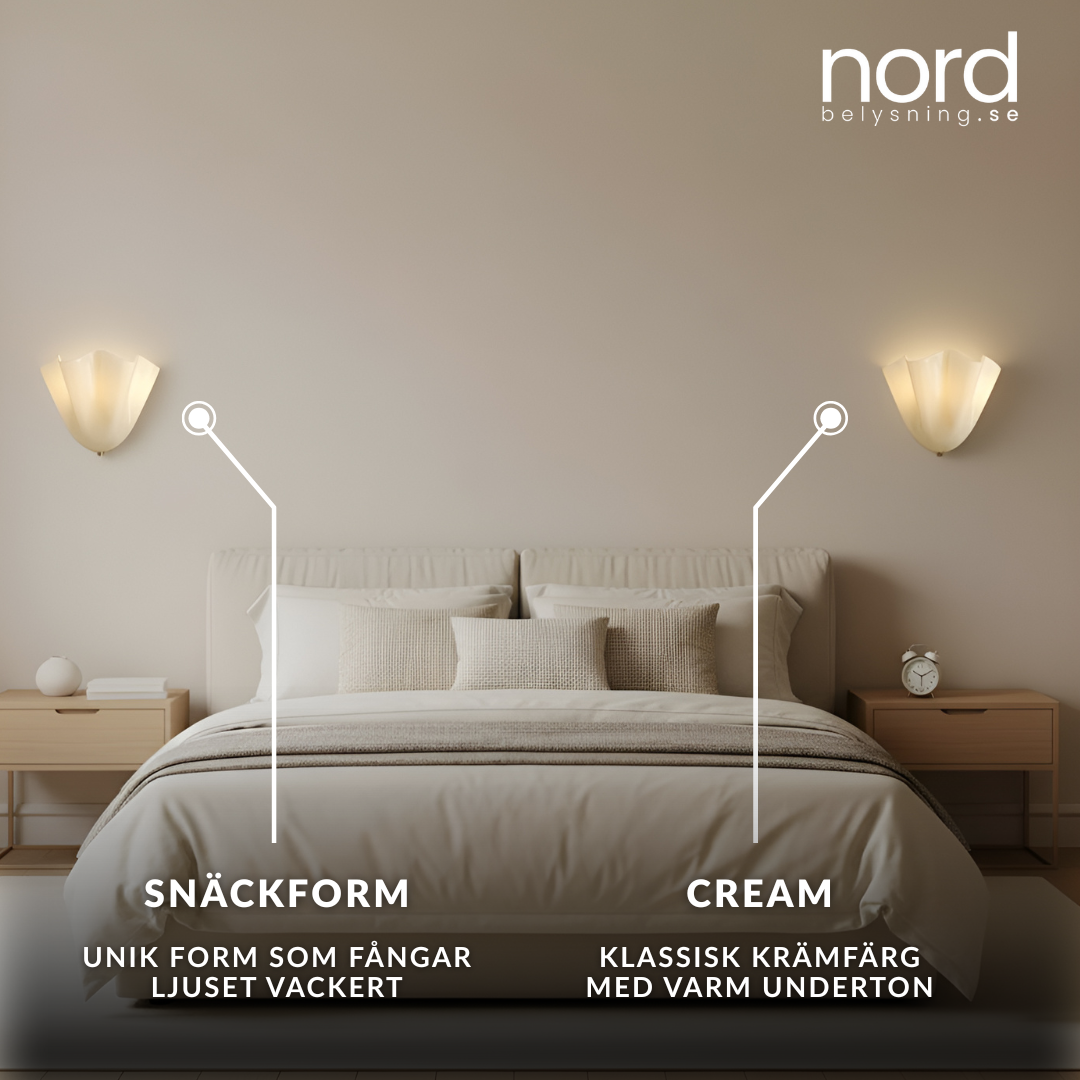 Vägglampa Glas Snäckformad Väggbelysning för Sovrum, Vardagsrum och Hall