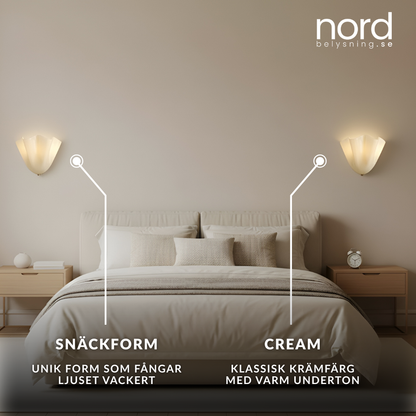 Vägglampa Glas Snäckformad Väggbelysning för Sovrum, Vardagsrum och Hall