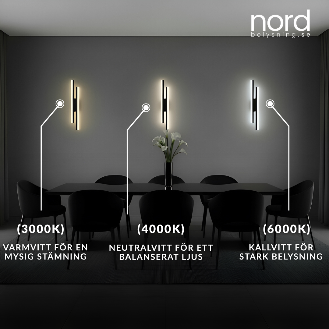 Svart LED-vägglampa med Dubbla Ljuslinjer För Sovrum, Vardagsrum och Hall