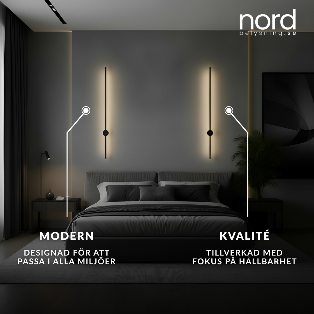 Vägglampa LED Lång Väggbelysning i Aluminium för Vardagsrum, Sovrum och Hall