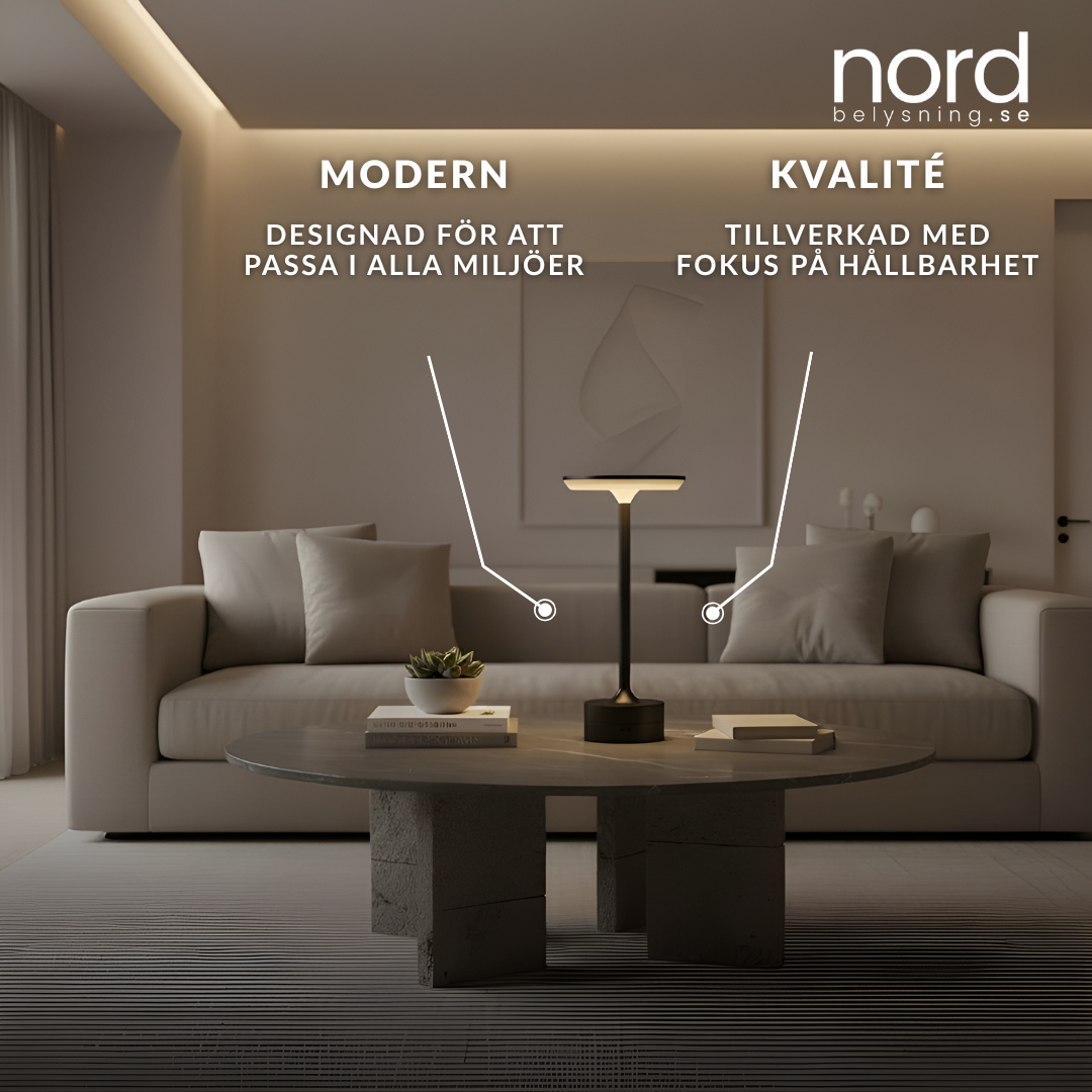 Trådlös Bordslampa med Touchkontroll och Justerbar Färgtemperatur