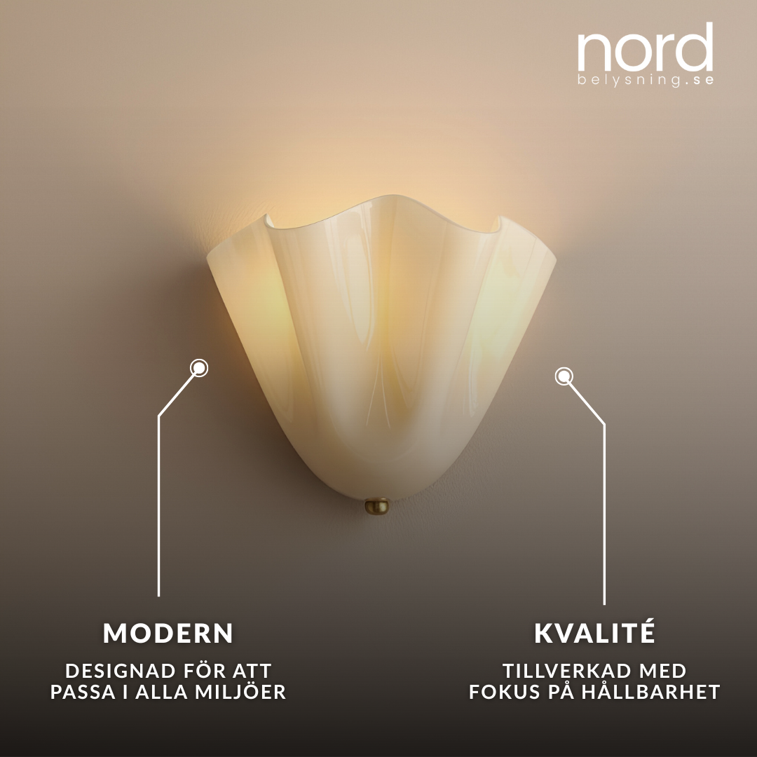 Vägglampa Glas Snäckformad Väggbelysning för Sovrum, Vardagsrum och Hall