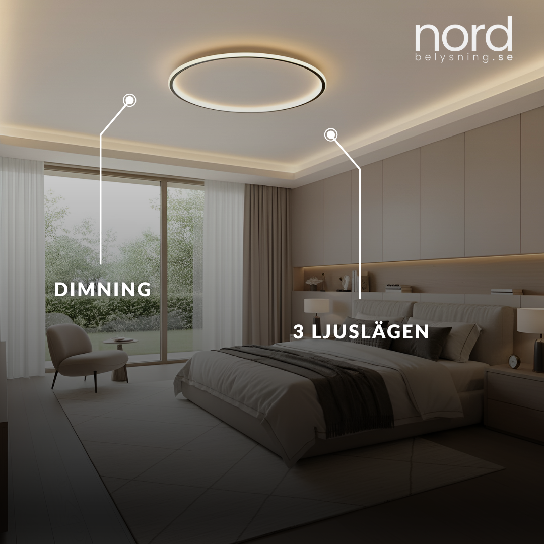 Nordisk Rund Taklampa med Justerbar Färgtemperatur för Sovrum, Kök och Hall