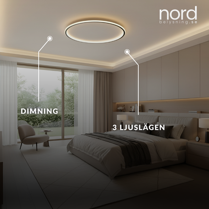 Nordisk Rund Taklampa med Justerbar Färgtemperatur för Sovrum, Kök och Hall