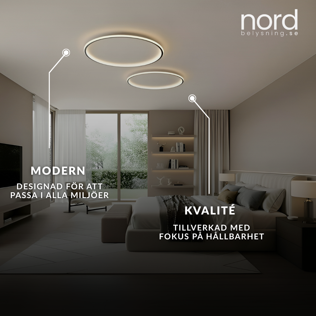 Nordisk Rund Taklampa med Justerbar Färgtemperatur för Sovrum, Kök och Hall