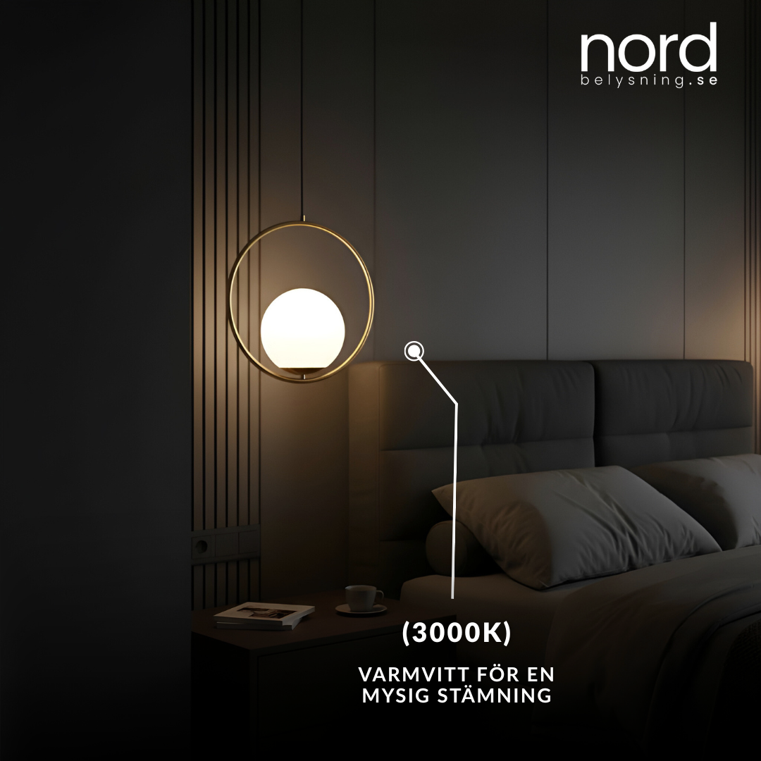 Pendellampa Glasglob LED Hängande Lampa i Metall för Vardagsrum, Sovrum och Kök