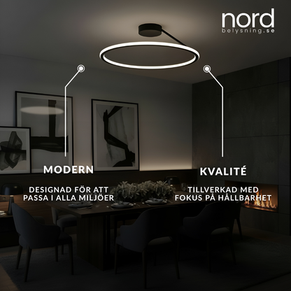 Modern Cirkelformad Taklampa i Aluminium med Dimningsfunktion för Sovrum, Vardagsrum och Hall