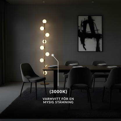 Nordisk Golvlampa med Frostat Glas och Järnstativ för Vardagsrum, Sovrum och Hall