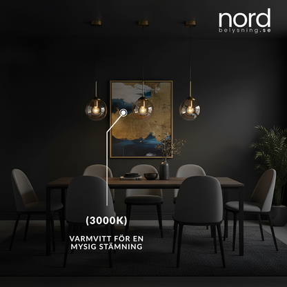 Pendellampa Glasglob LED Hängande Lampa i Metall för Matsal, Sovrum och Vardagsrum