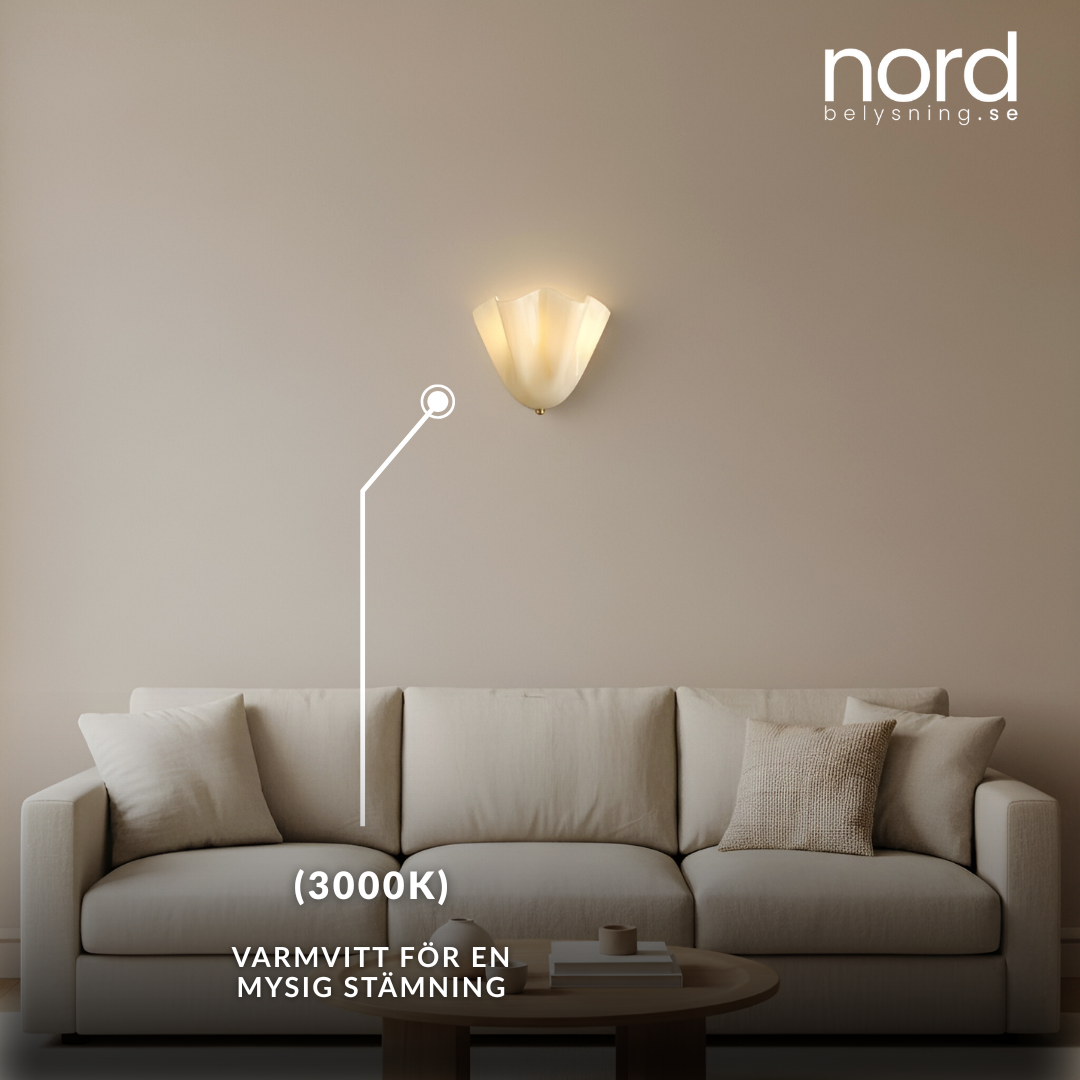 Vägglampa Glas Snäckformad Väggbelysning för Sovrum, Vardagsrum och Hall